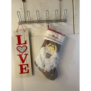 Pottery Barn kids Christmas stockings "Mom" (defect edge) 20x11 Ballerina